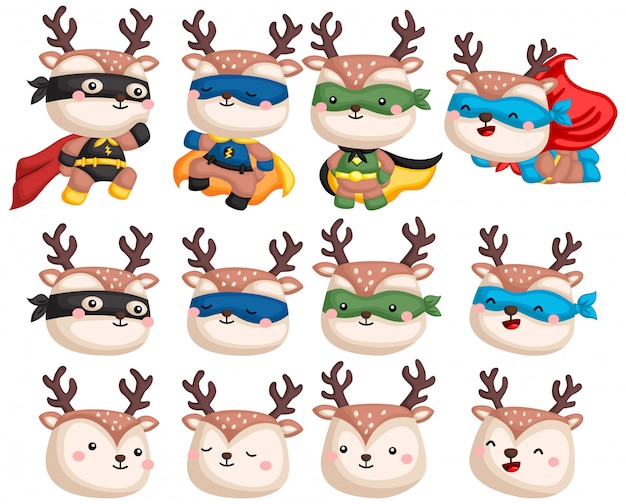 Vector deer superhero collection