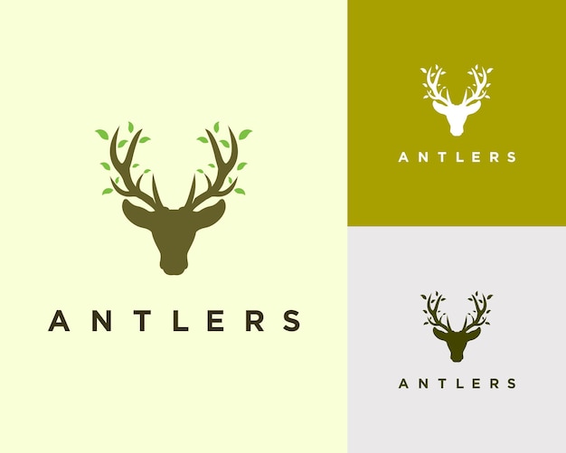 Deer Tree Leaves Forest Logo Vector icon