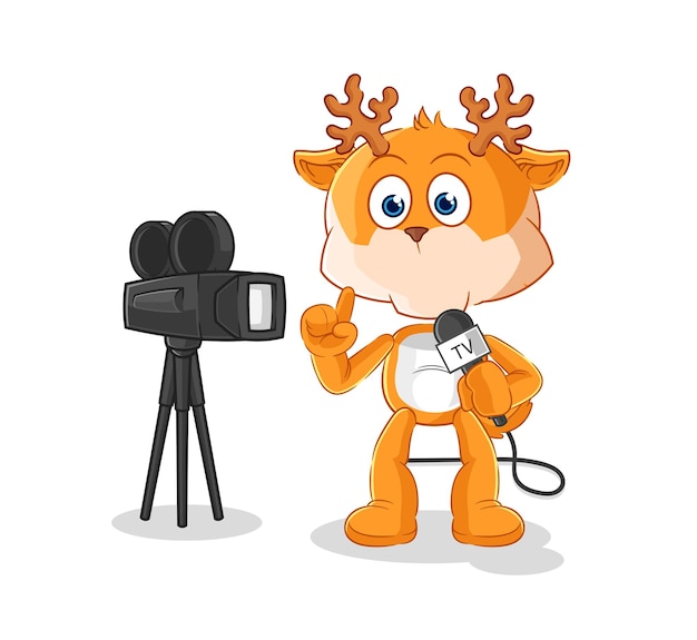 Deer tv reporter cartoon cartoon mascot vector