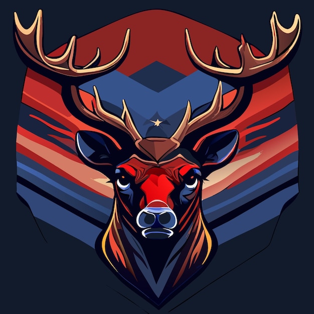 Deer in USA Flag Theme Illustration