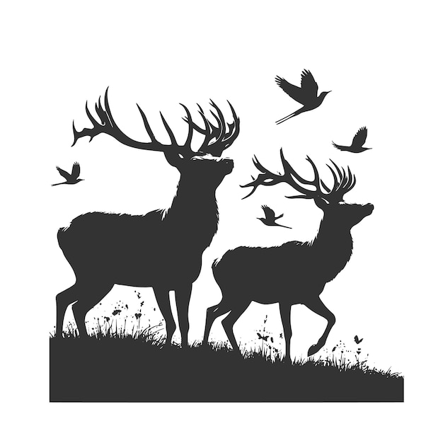 Vector deer vector illustration silhouette