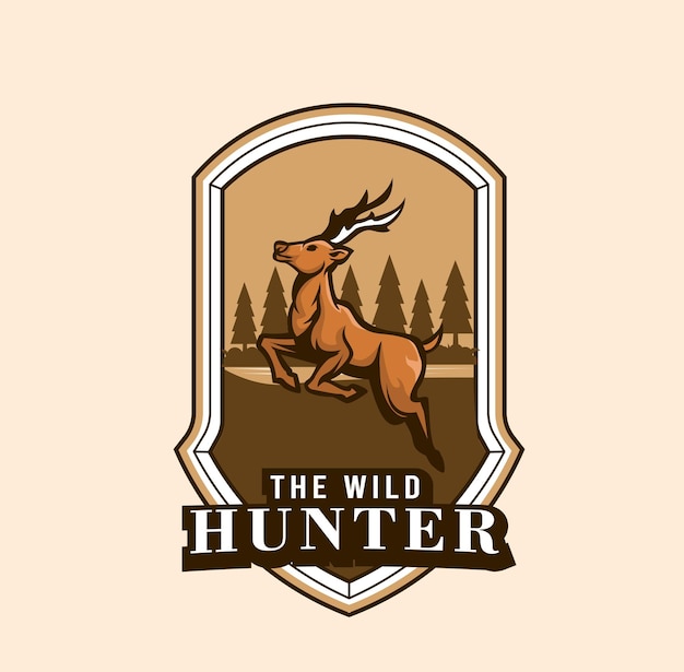 Deer vector illustration with adventure badge logo