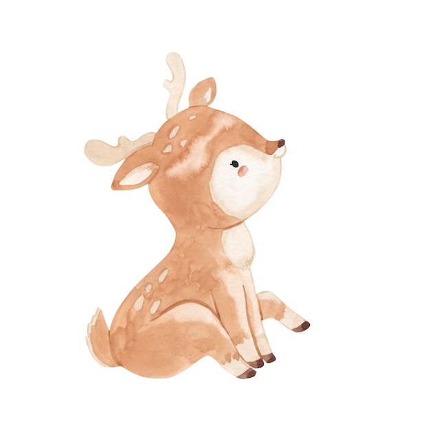 Акварельная иллюстрация оленя для детей