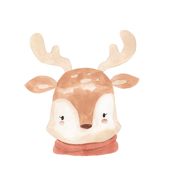 Deer watercolor illustration for kids