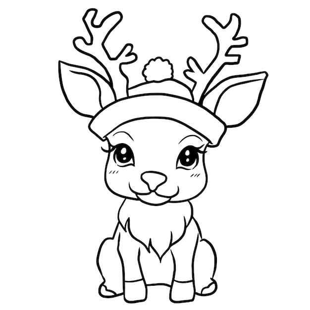 Deer wild animal cartoon doodle kawaii anime pagina da colorare carino illustrazione disegno clipart