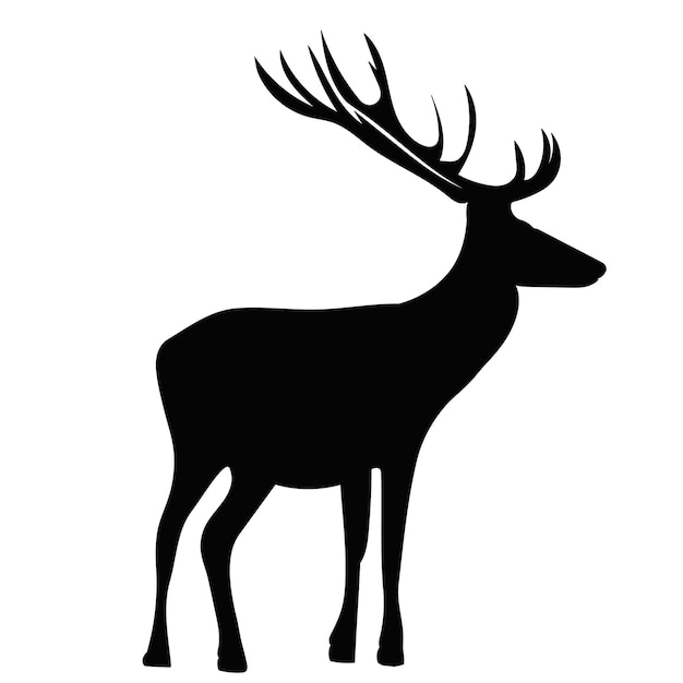 Deer with antlers black silhouette on a white background