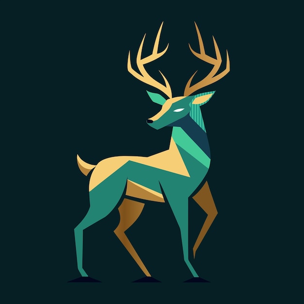 a deer with a blue and yellow pattern on its back