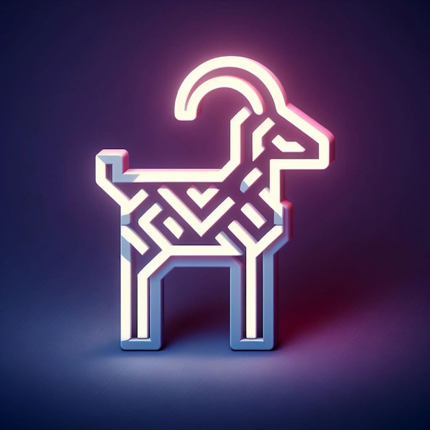 Vector a deer with a goat on it is in a neon sign