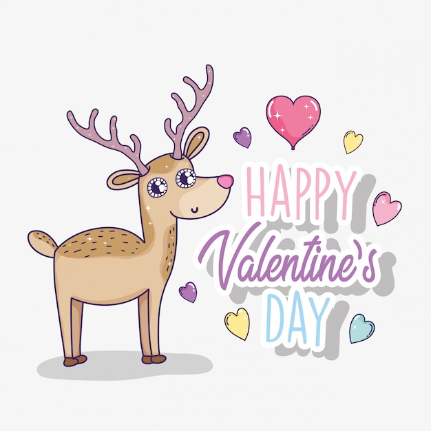 Deer with hearts decoration to valentine day