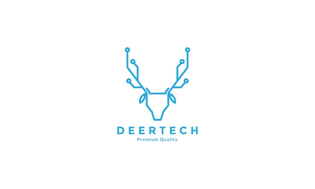 Deer with line tech connect logo vector icon illustration design