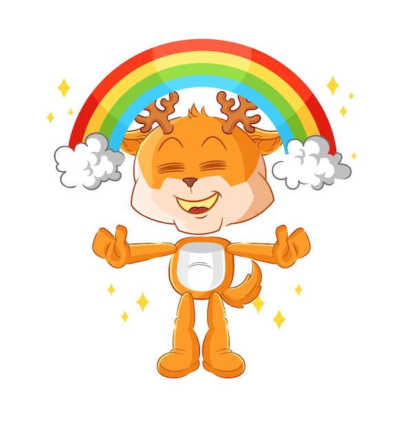 虹の漫画のベクトルを持つ鹿