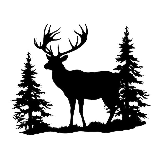 Deer zwarte silhouet vector karakter vector illustratie