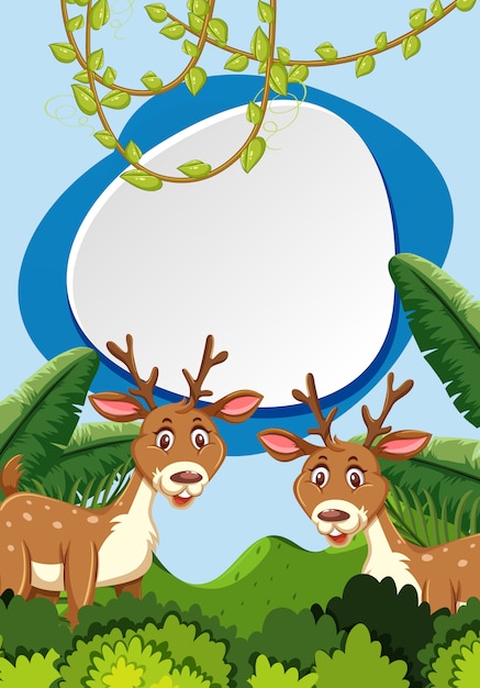 Deers in woods with frame concept