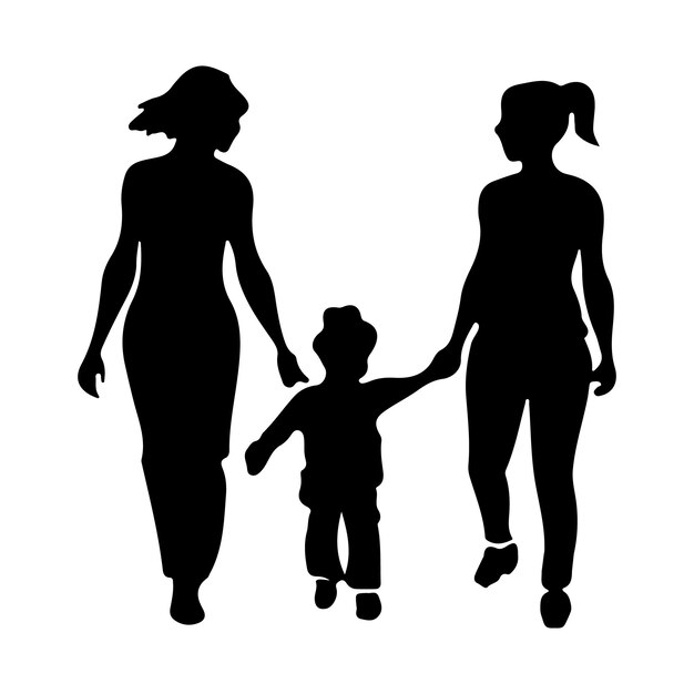 Vector default flat design mother and son silhouette illustration