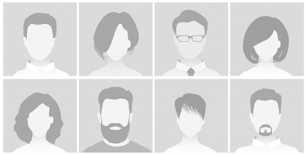 Vector default placeholder avatar profile on gray background man and woman