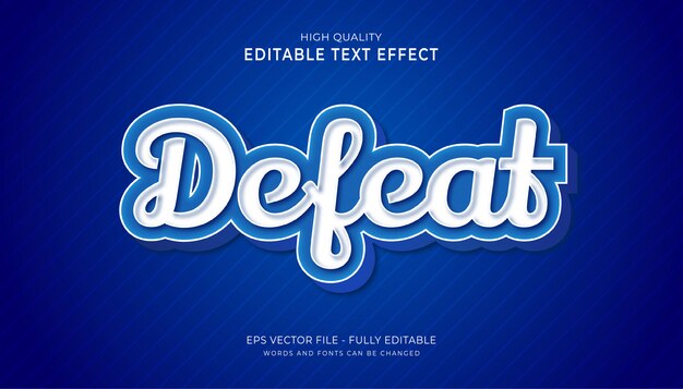 Vector defeat text effect, editable  game text style effect.