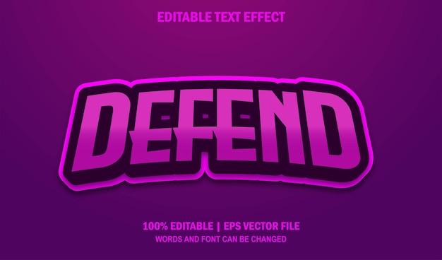 Defend editable text effect style vector