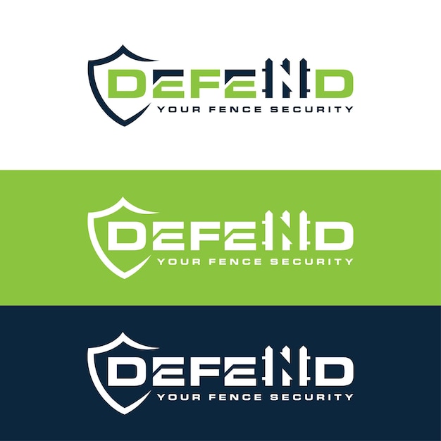 Defend fence logo design tipografia concetto