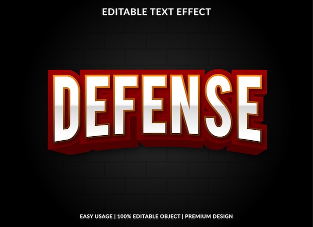 defense editable text effect template premium style