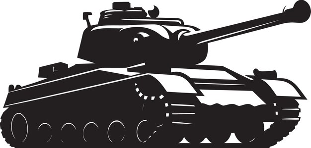 Вектор Оборонная крепость военная танковая эмблема воин едет черная армия танковая символика