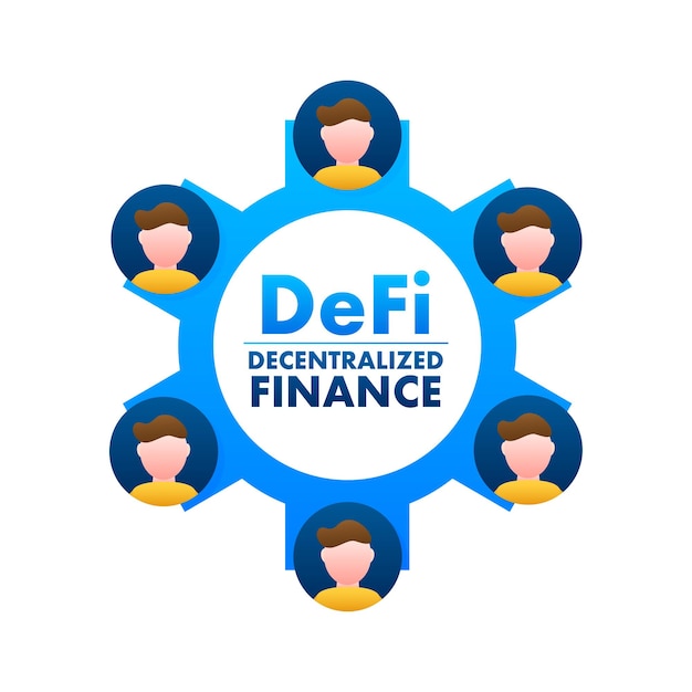 Defi decentralized finance tecnologia finanziaria blockchain portafoglio digitale illustrazione stock vettoriale