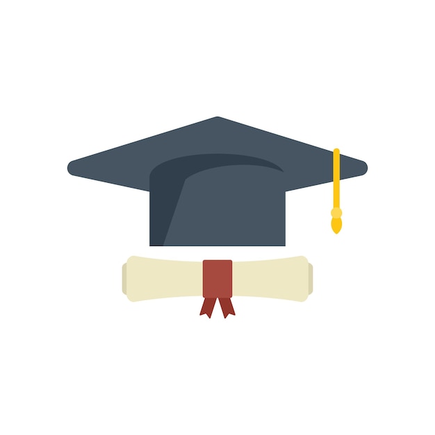 Vector degree cap icon flat vector school diploma online university isolated