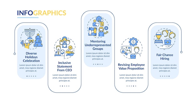 DEI initiatives for workplace rectangle infographic template