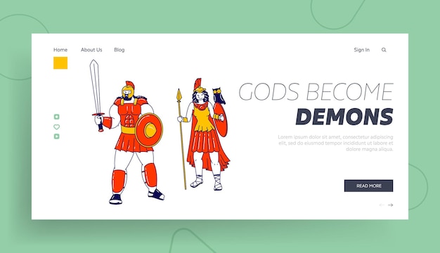 Deities characters landing page template.