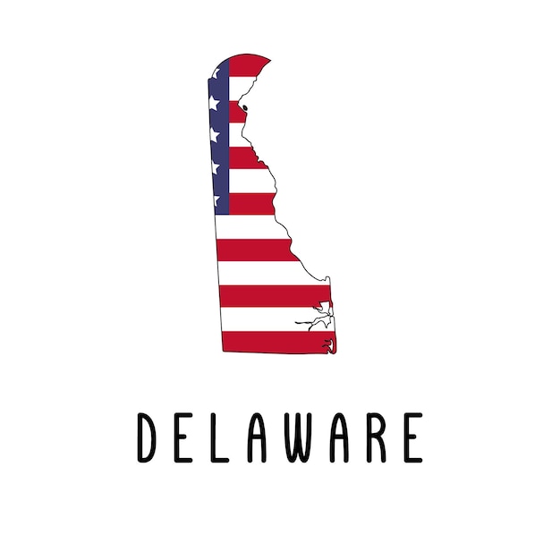 Delaware map isolated on white background silhouette of colorado usa state american flag vector