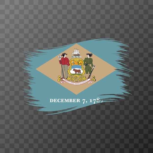 Delaware state flag in brush style on transparent background Vector illustration