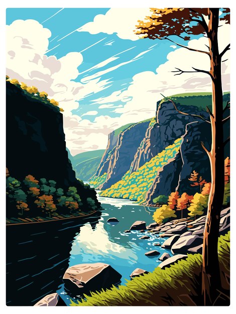 Delaware Water Gap Pennsylvania Vintage Travel Poster Souvenir Postcard Portrait Painting WPA