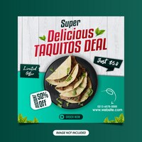向量delecious taquitos社交媒体发布模板和食品菜单雷竞技官网 雷竞技电竞平台