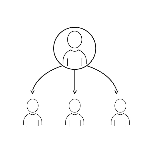 Икона тонкой линии делегата Босс и сотрудники Корпоративные сотрудники Бизнес-отношения Современная векторная иллюстрация