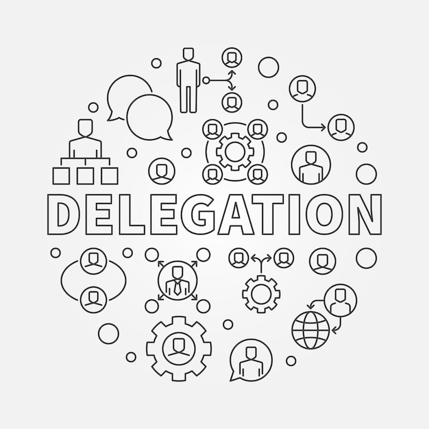 Delegation round outline illustration Vector circular symbol