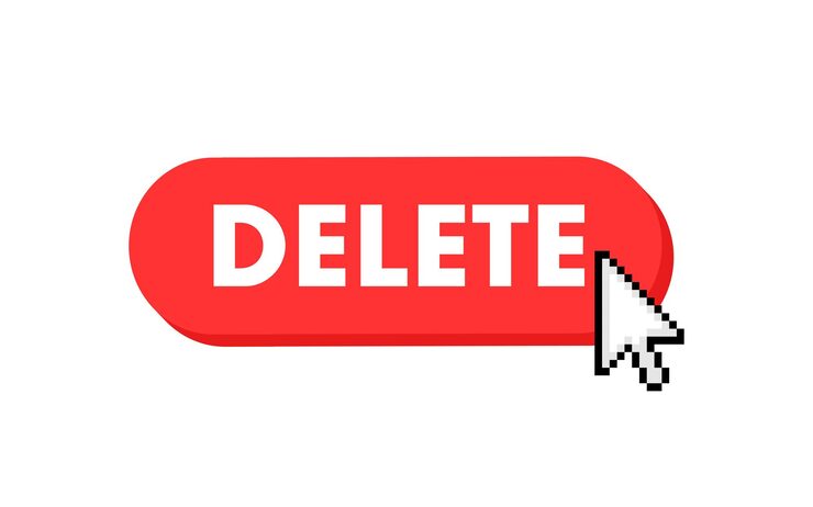 Vector delete button with cursor pointer click vector web button