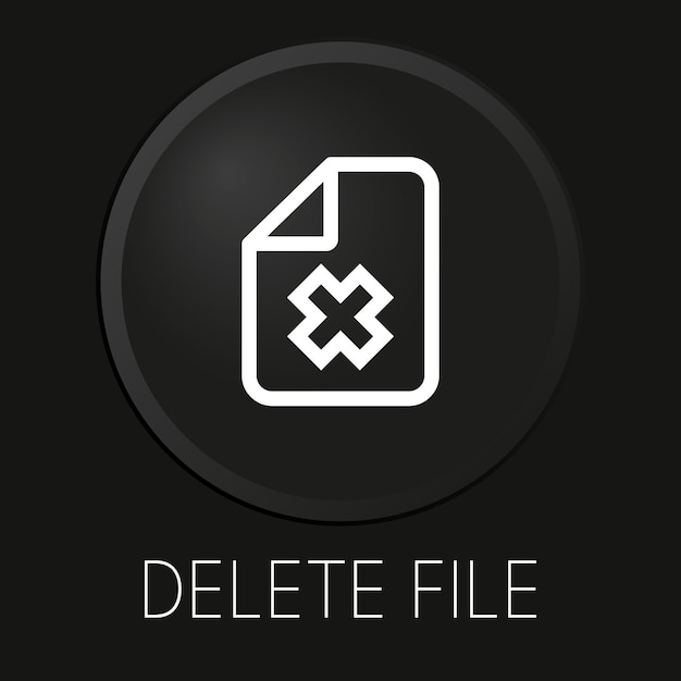 Vector delete file vector line icon on 3d button isolated on black background premium vector