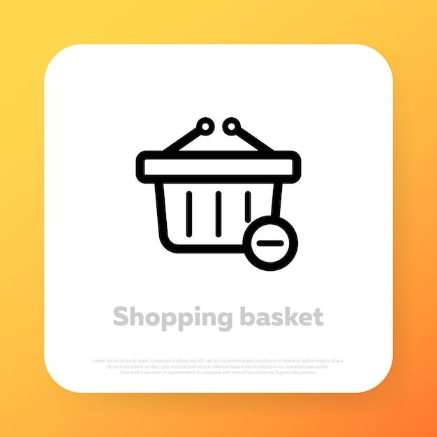 Delete from shopping basket icon. ecommerce. vector line icon for business and advertising