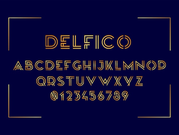 Delfico ゴールド アルファベット テンプレート