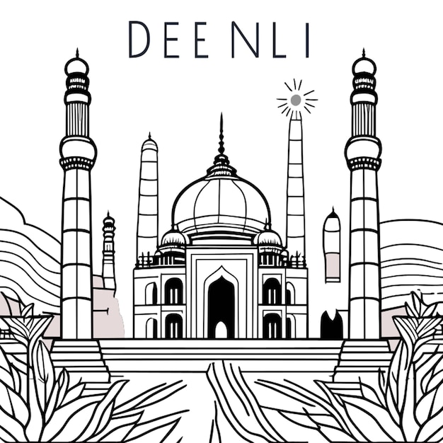 delhi india colouring book vector art coloring book line art high resolution black and white colorle