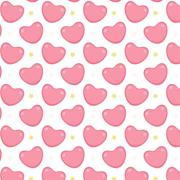 Delicaat patroon met roze hartjes en gele sterren op een witte achtergrond