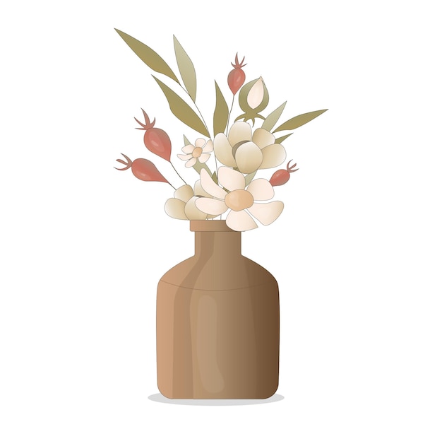 Вектор Нежная и элегантная композиция из цветов в вазе