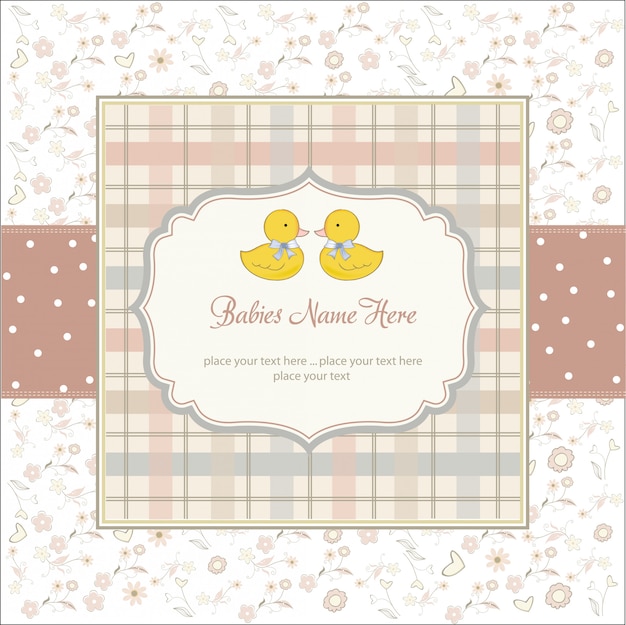 Delicate babies twins shower card