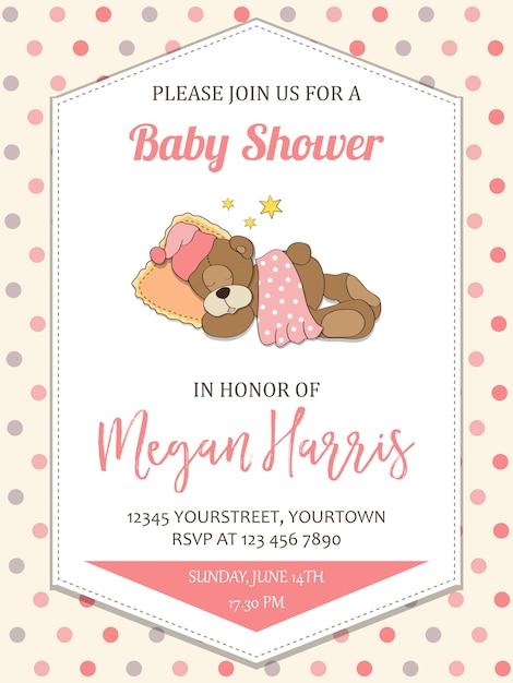 Vector delicate baby girl shower card