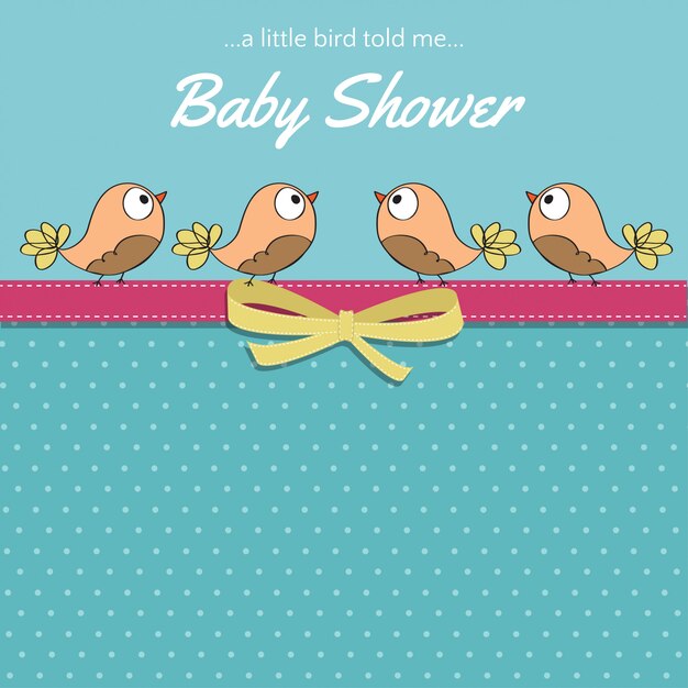 Vector delicate baby shower card with little birds