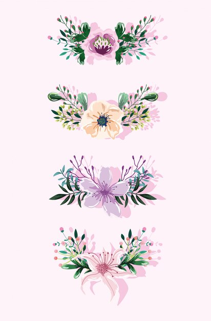 Vector delicate bloemen decoratie sieraad natuur bloemen aquarel ontwerp