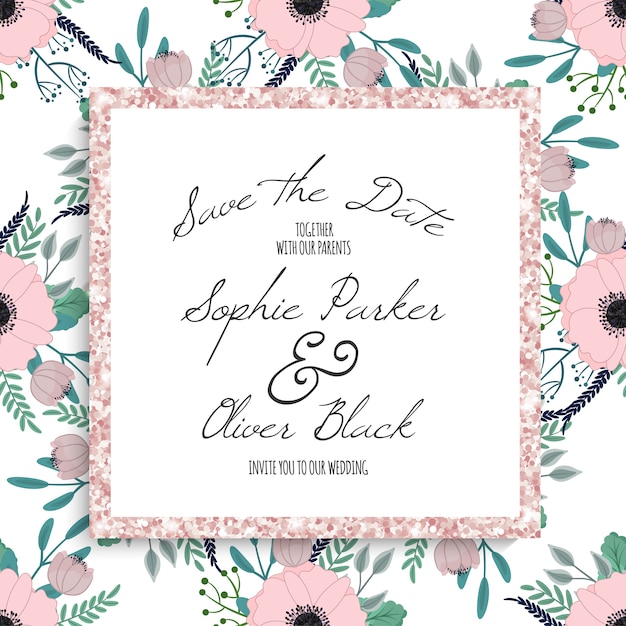 Delicate bruiloft floral vector design frame