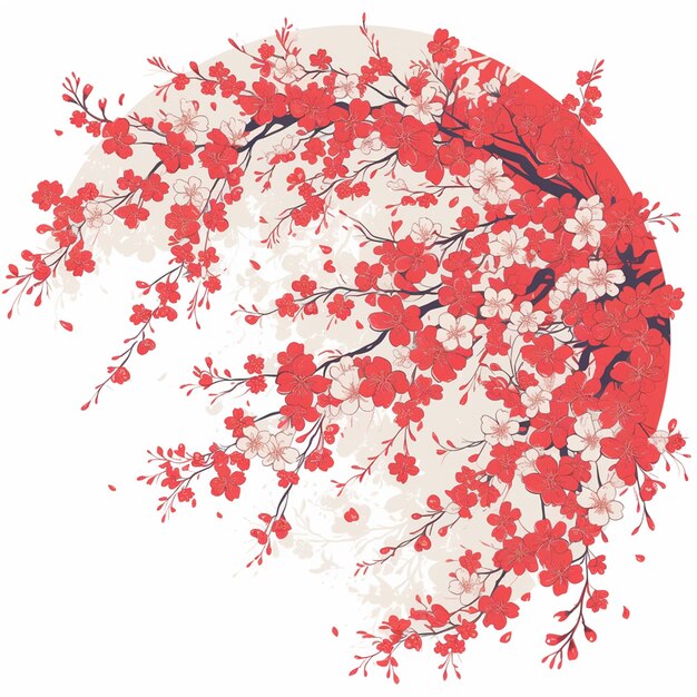 Vettore delicati disegni di fiori di ciliegio con elementi cinesi