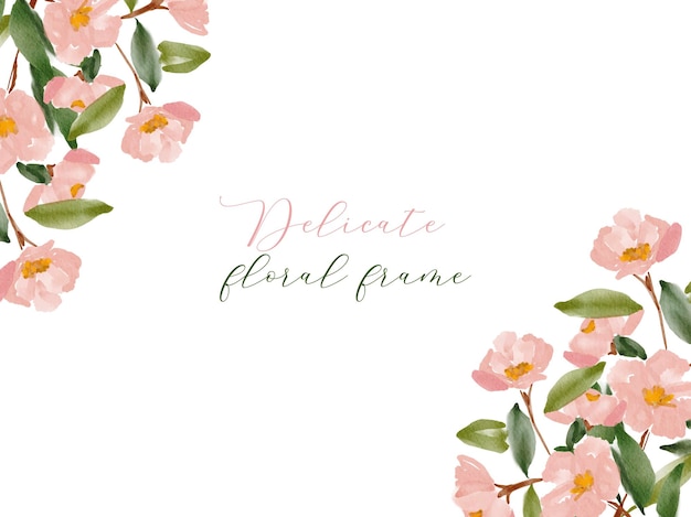 Delicate floral frame with watercolor almond branch