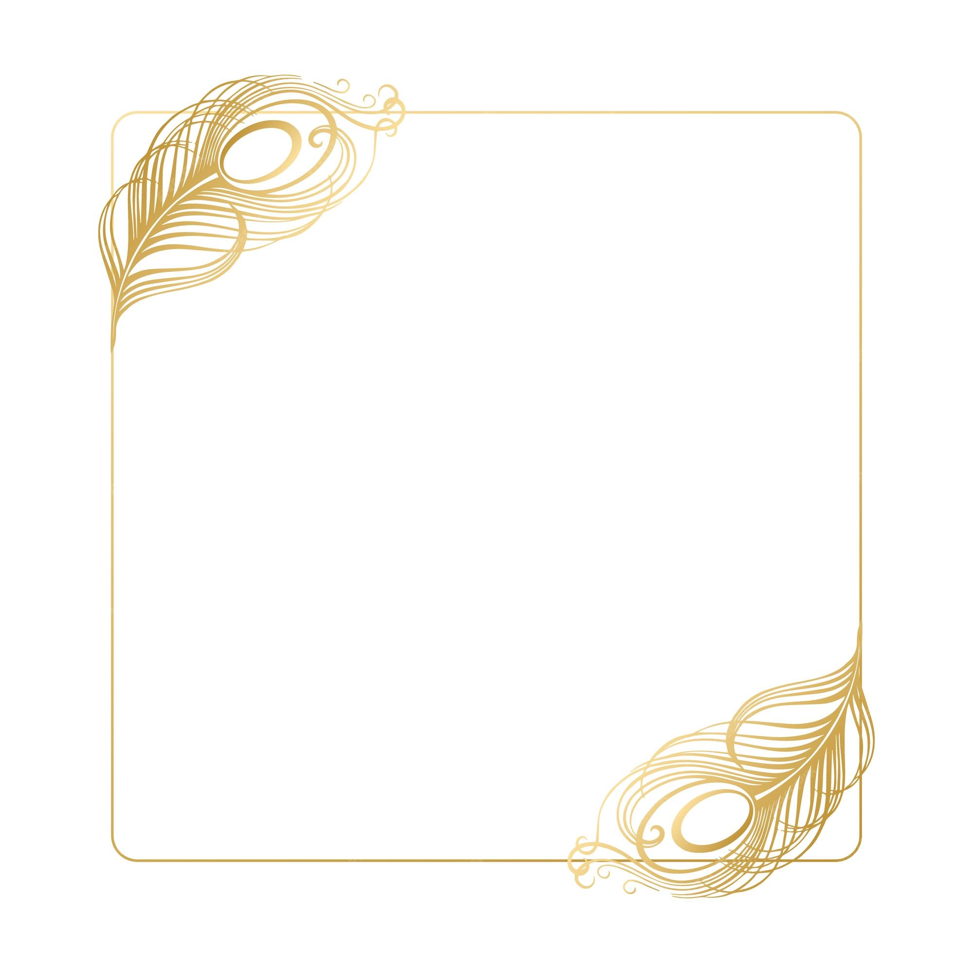 Premium Vector | Delicate golden frame with peacock feathers on a light  background. wedding invitation, card, vector