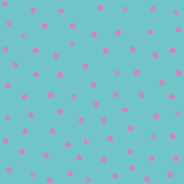 Delicate handdrawn small pink polka dots on a turquoise background seamless pattern